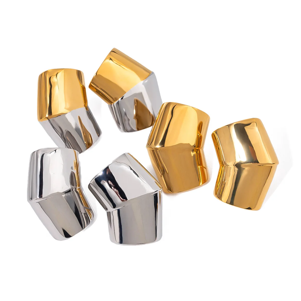 

Stainless Steel PVD 18K Gold Plated Tarnish Waterproof Double Color Tube Earrings For Woman Jewelry Wholesale Trendy