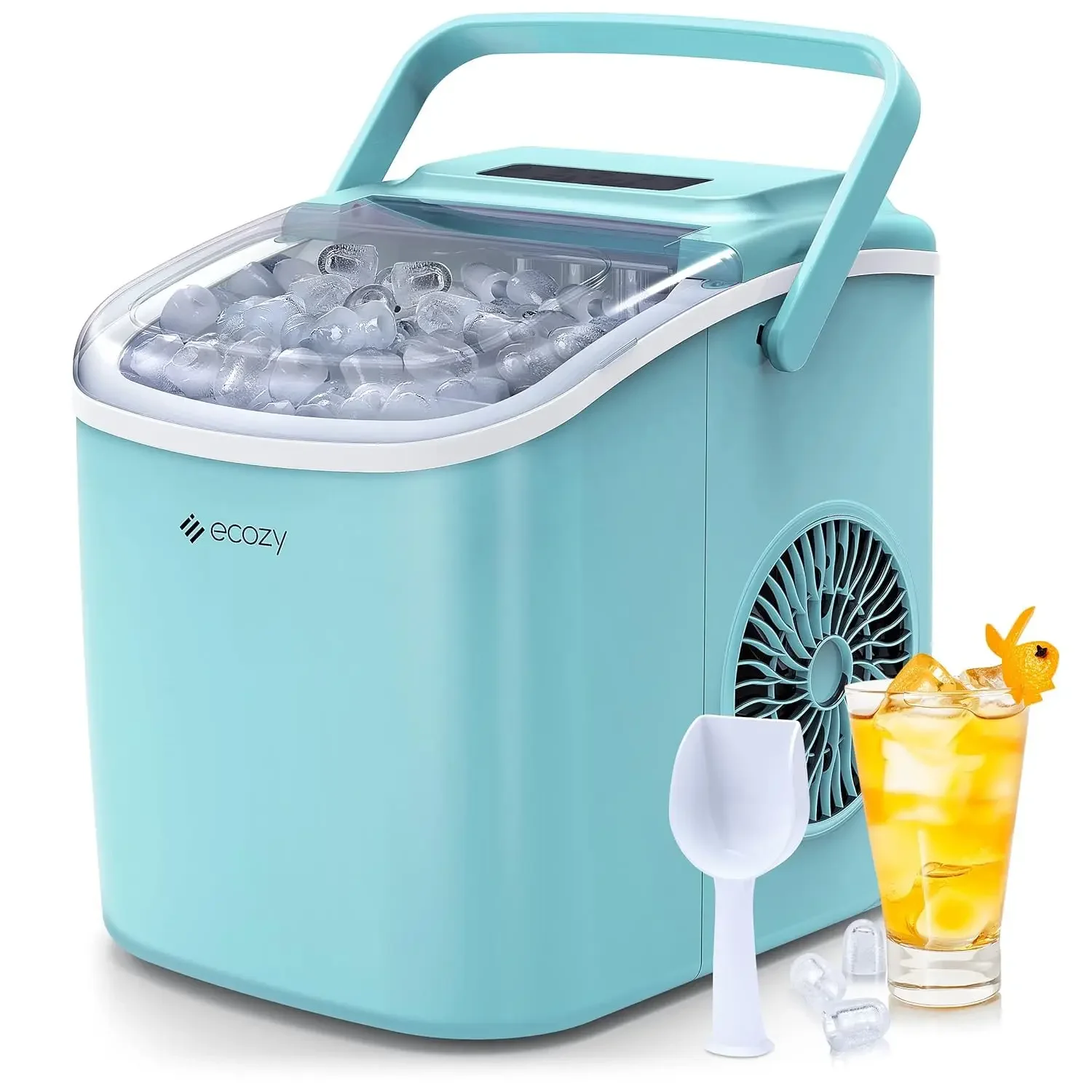 

NEW Portable Ice Maker Countertop, 9 Cubes Ready in 6 Mins, 26 lbs in 24 Hours, Self-Cleaning Machine with Ice Bags/Standing