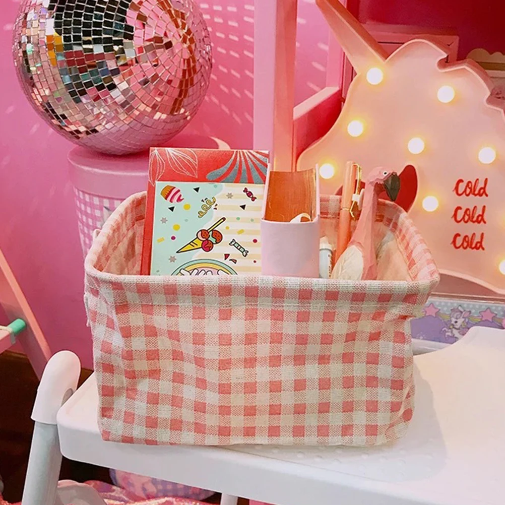 

2pcs Basket Fabric Organizer with Handle for Cosmetics Storage Basket Papers Sundries Container Box Holder