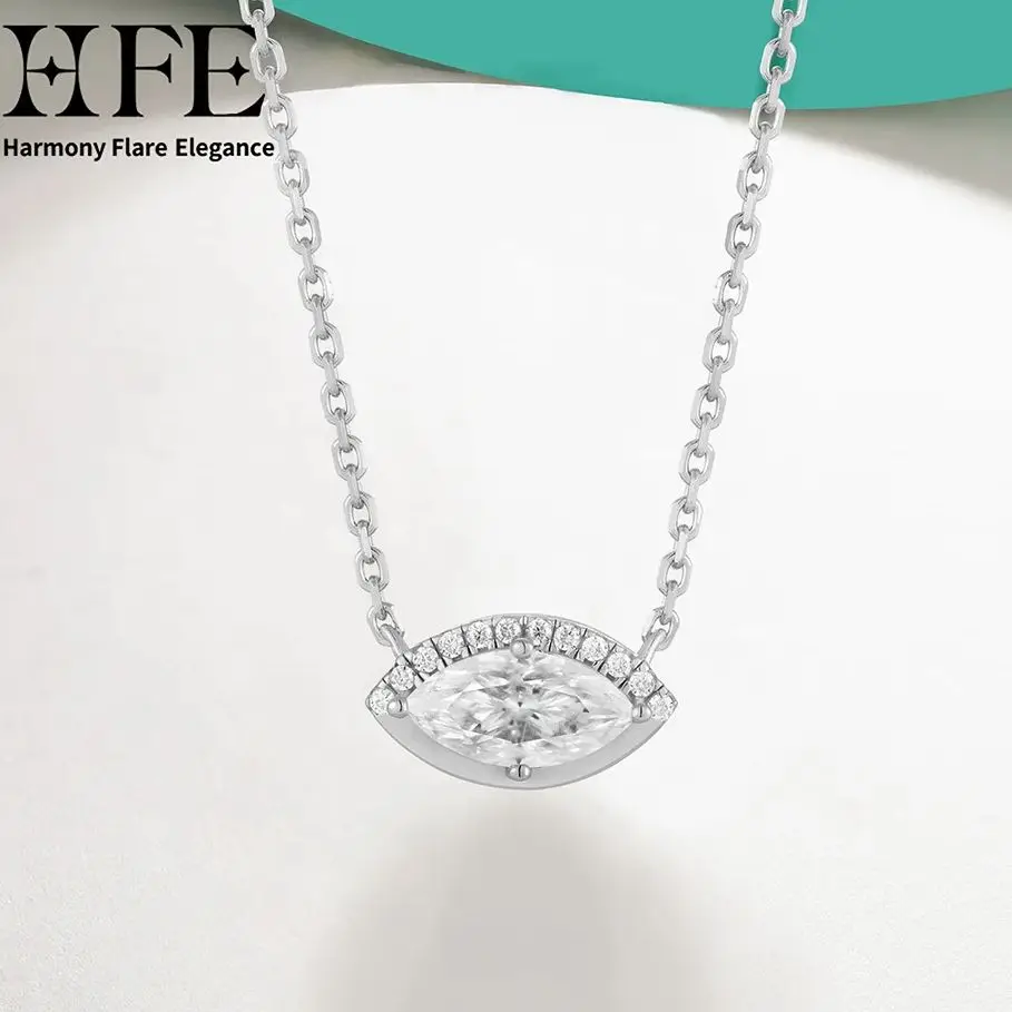 

Ожерелье с подвеской в виде глаза дьявола HFE, 1 карат, цвет D, VVS1, муассанит с маркизовой огранкой, стерлинговое серебро 925 пробы, женские ювелирные украшения