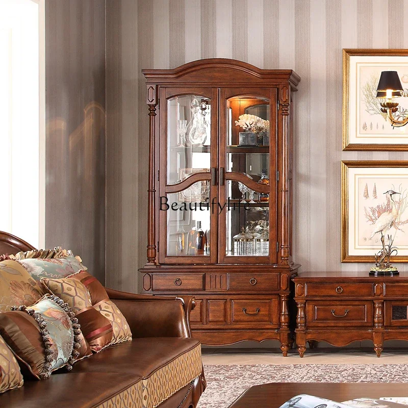 

yj19 American home cabinet jewelry simple solid wood TV display cabinet