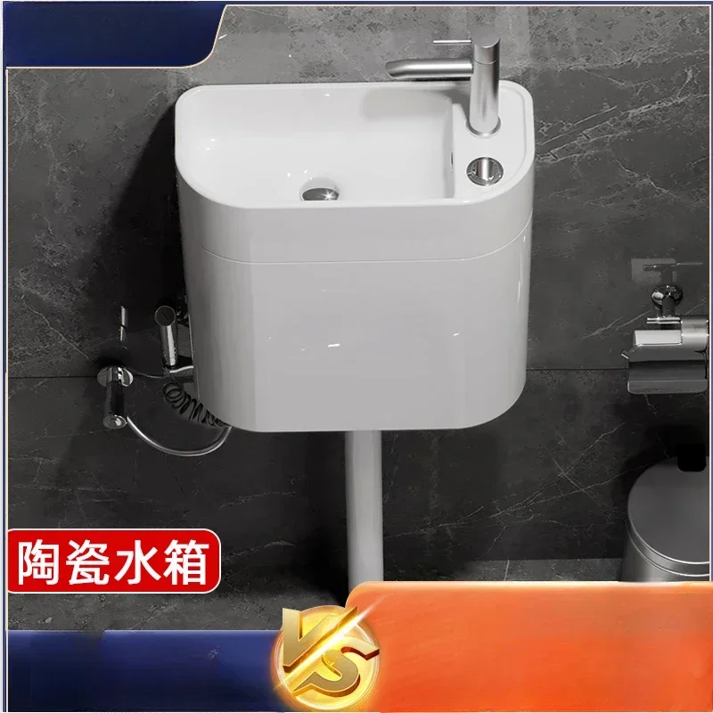 Squatting toilet ceramic water tank with hand washing sink home toilet squat pit bathroom squatting urinal flush tank set