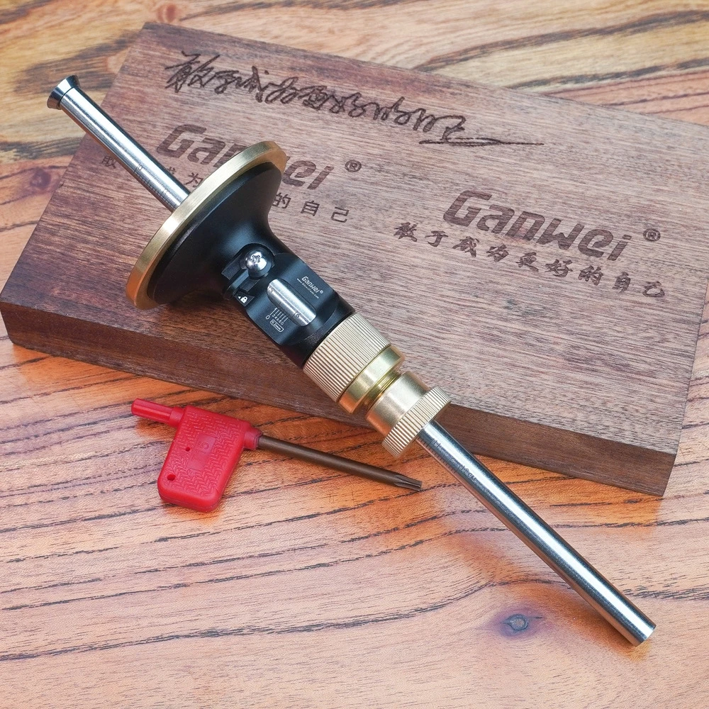 YGTITAN Marking Gauge 0-120mm, Micro-Adjust 0.2mm, Aluminum Brass Stainless Steel, 12mm Circular Blade, Woodworking Tool