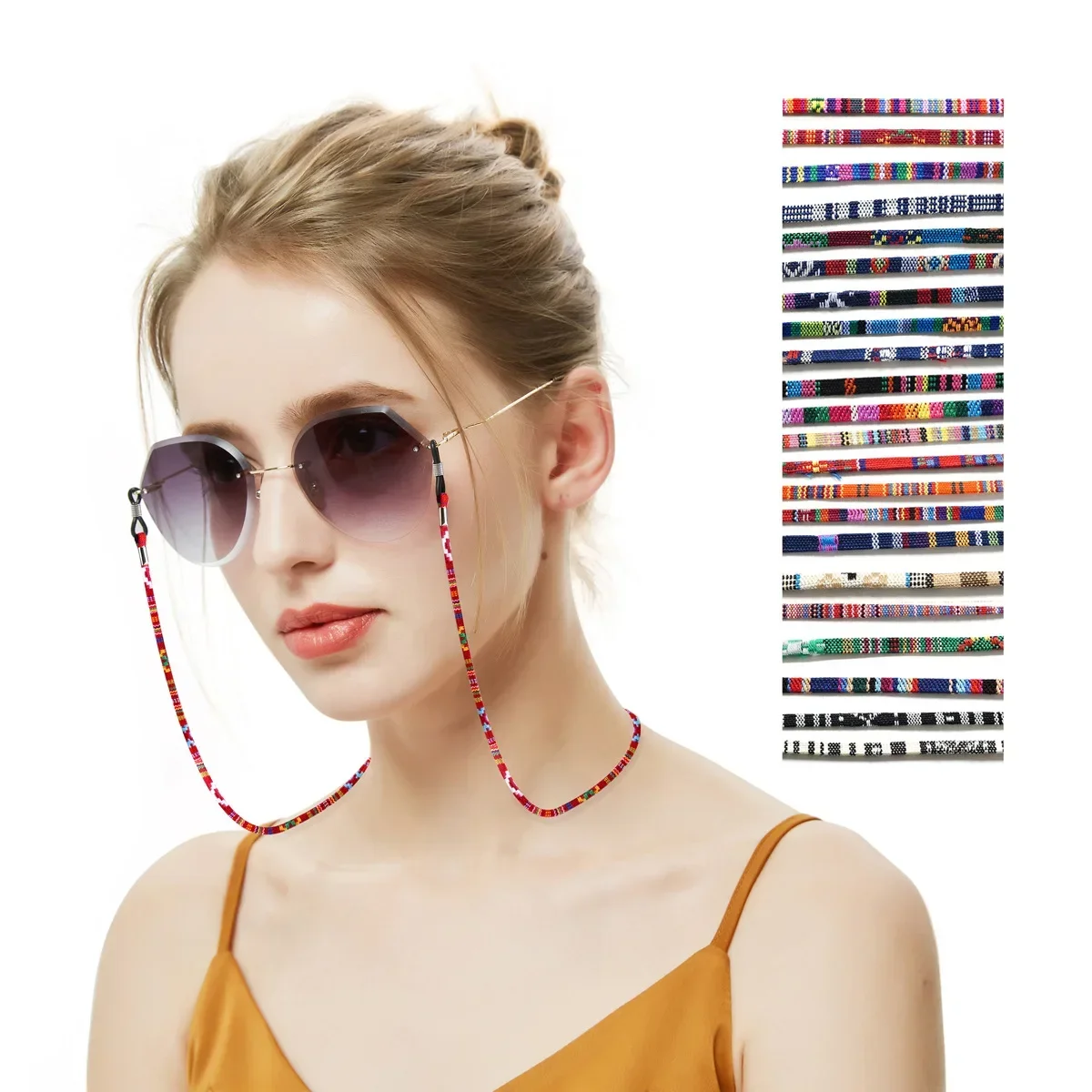 1/5pcs Colorful Cotton Sunglasses Strap Eyeglass Chain Reading Glasses Chain String Holder Neck Cord Eyewear Glass Necklace