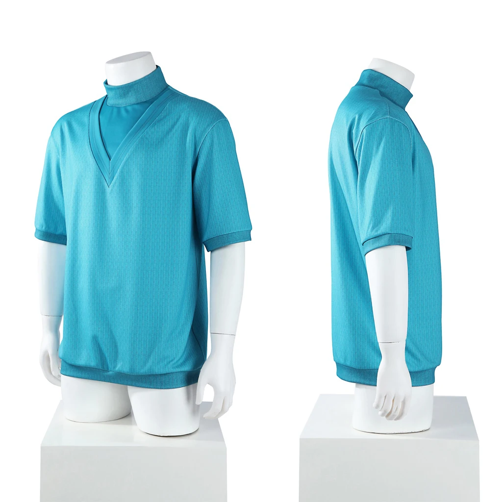 

Steve Movie Cosplay Costume Jack Black Blue Short Sleeved Tops Halloween Carnival Casual Men's and Women's T-shirt