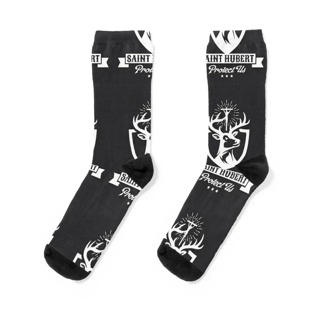 

St, Hubert Hubertus Patron Saint of Hunters Stag Socks crazy Christmas warm winter cycling Male Socks Women's