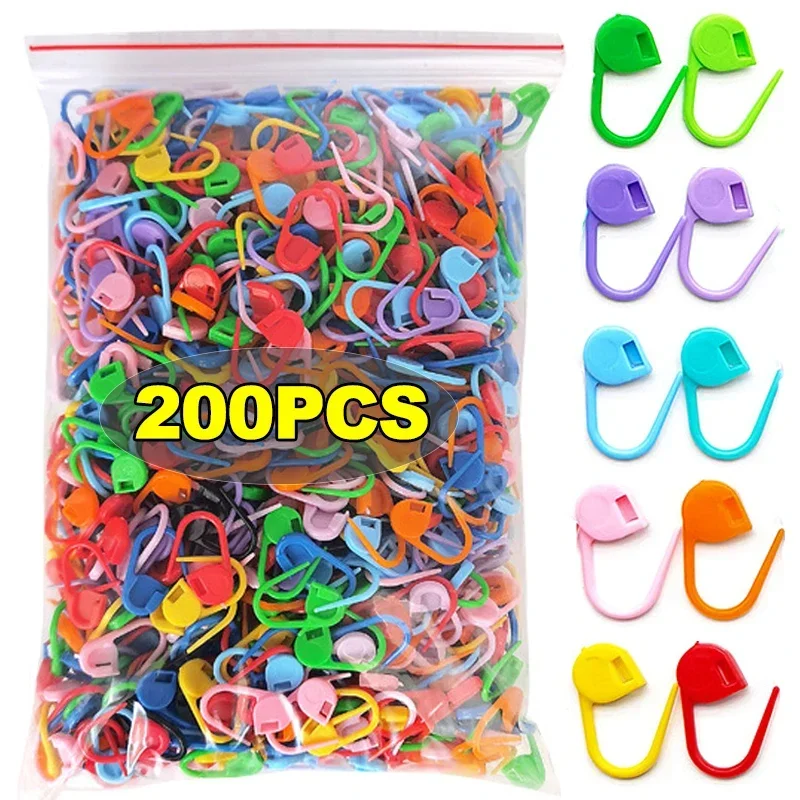 50/100PCS Colorful Plastic Clips Locking Stitch Markers Anti Release Pin Button Crochet Latch Knitting Tools Sewing Clip Hooks