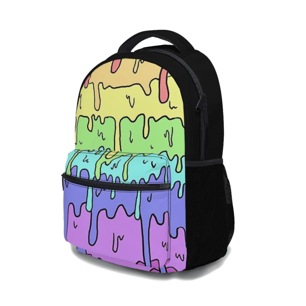 Pastel Kawaii Smeltende Regenboog Ontwerp Schooltas Voor Kinderen Grote Capaciteit Student Rugzak Middelbare School Student Rugzak 17Inch