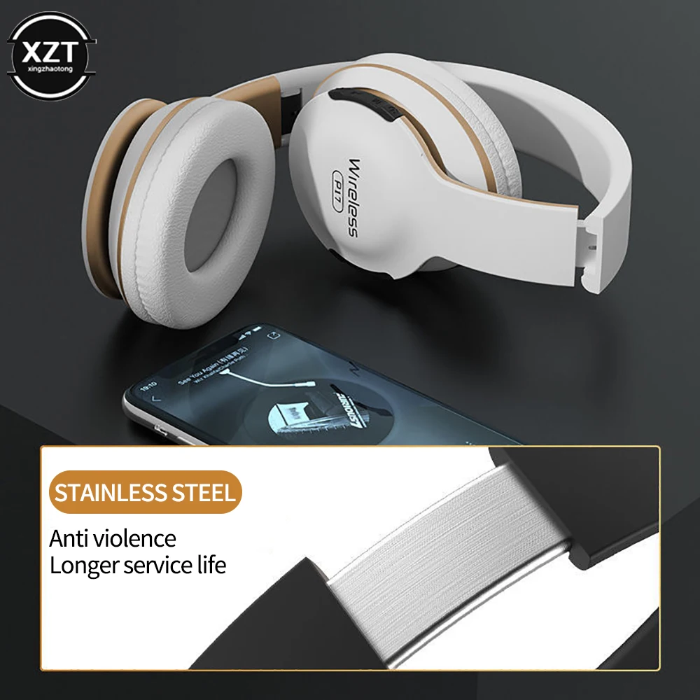 New P17 Bluetooth-Compatible Headsets HIFI Stereo bass Foldable Wireless Headphones For Xiaomi iPhone With Mic Support SD Card