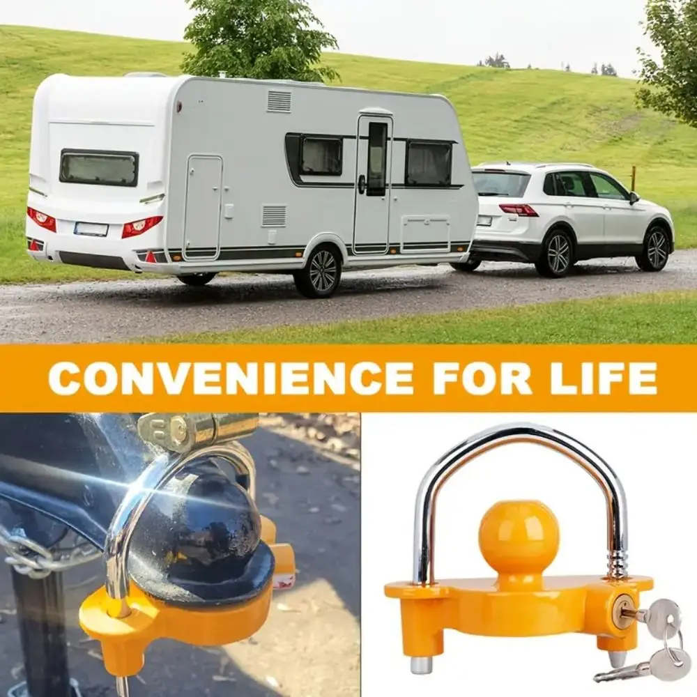 High Quality Universal Car Trailer Coupler Lock Heavy-Duty High Security Tow Ball Lock U-Shape Anti-Theft RV Hook Lock Trailer