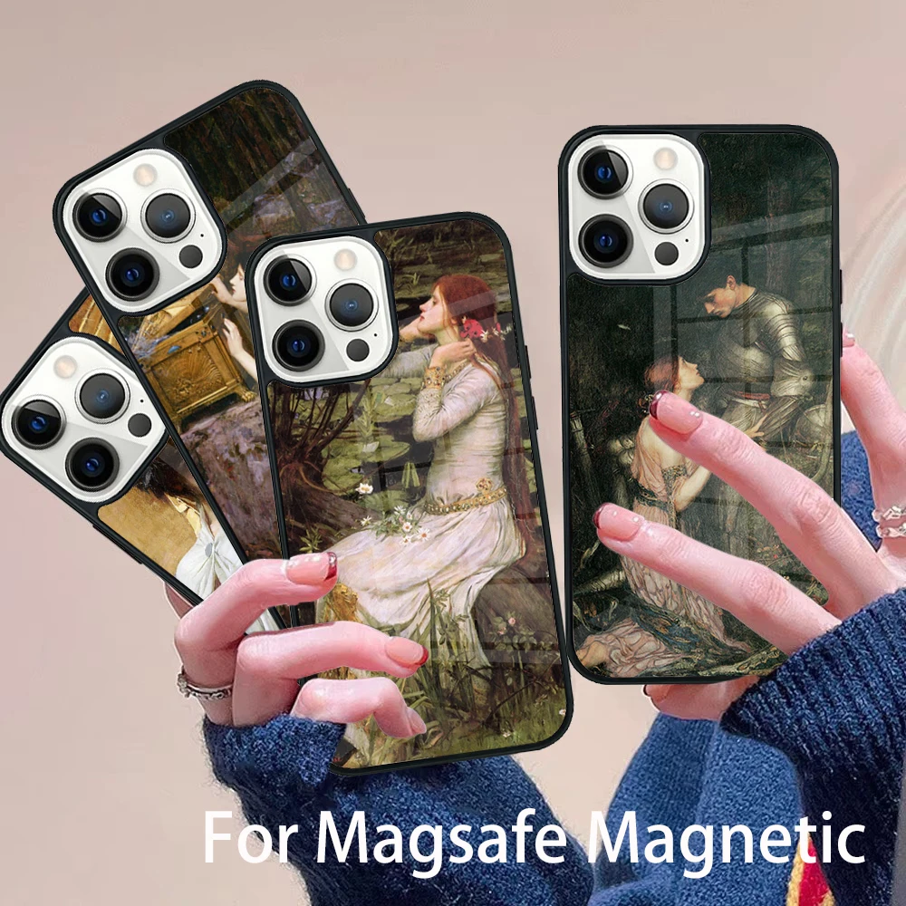 

John William Waterhouse Phone Case Magesafe Magnetic Wireless Charge Cover For IPhone 16 11 12 13 14 15 Pro Max Plus