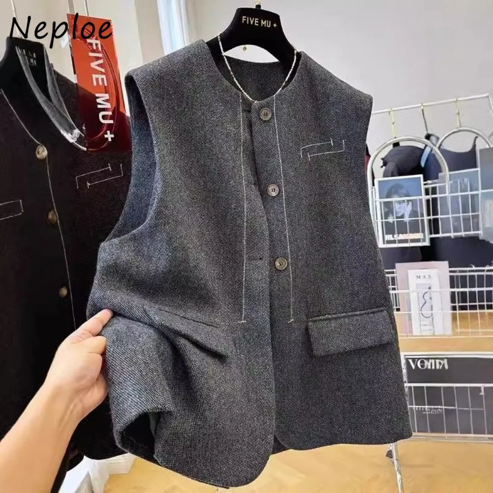 

Neploe Korea Moda Свободный повседневный Mujer Chaqueta Универсальный модный жилет без рукавов в стиле хип-хоп Уличная одежда Элегантная куртка с небольшим ароматом