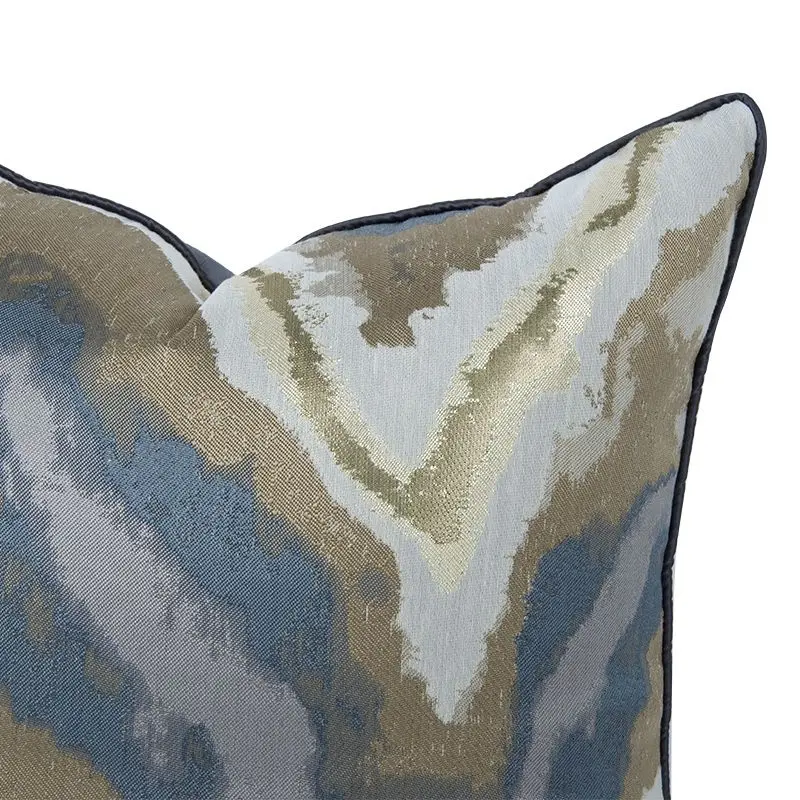 Design Luxury Sofa Cushion Cover Abstract Blue Gold Pillow Covers Geometric for Home Decoration 30x50 45x45 50x50 60x60cm