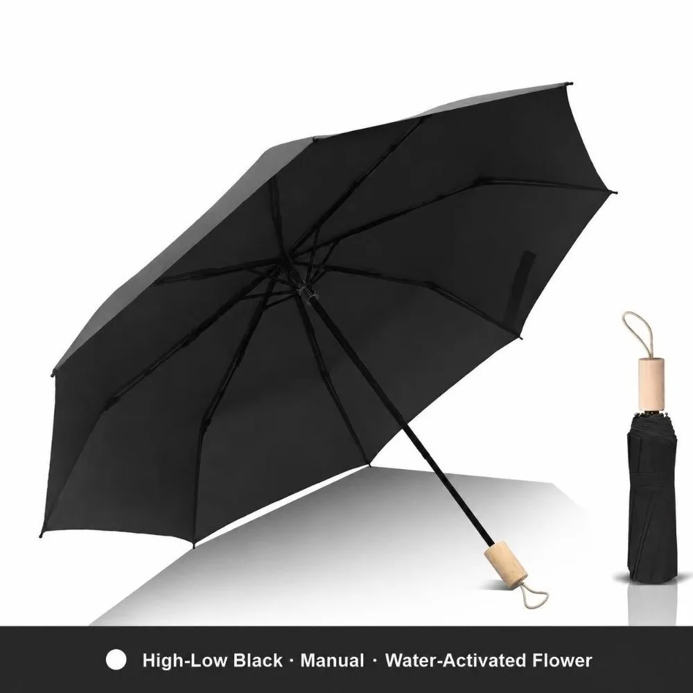 Water Reactive Floral Pattern Folding Umbrella Windproof Thickened Construction Automatic Umbrella Portable Stylish Appearance