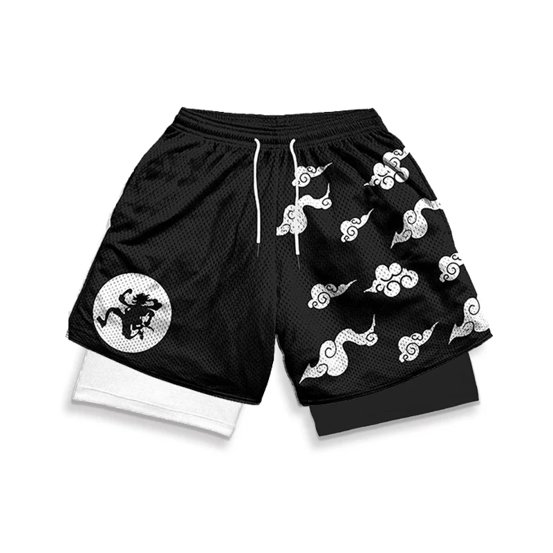 ONE PIECE Luffy Zoro Running Shorts Anime Men 2 in 1 GYM Sport Shorts Breathable 5 Gear Nika Doflamingo Workout Beach Shorts