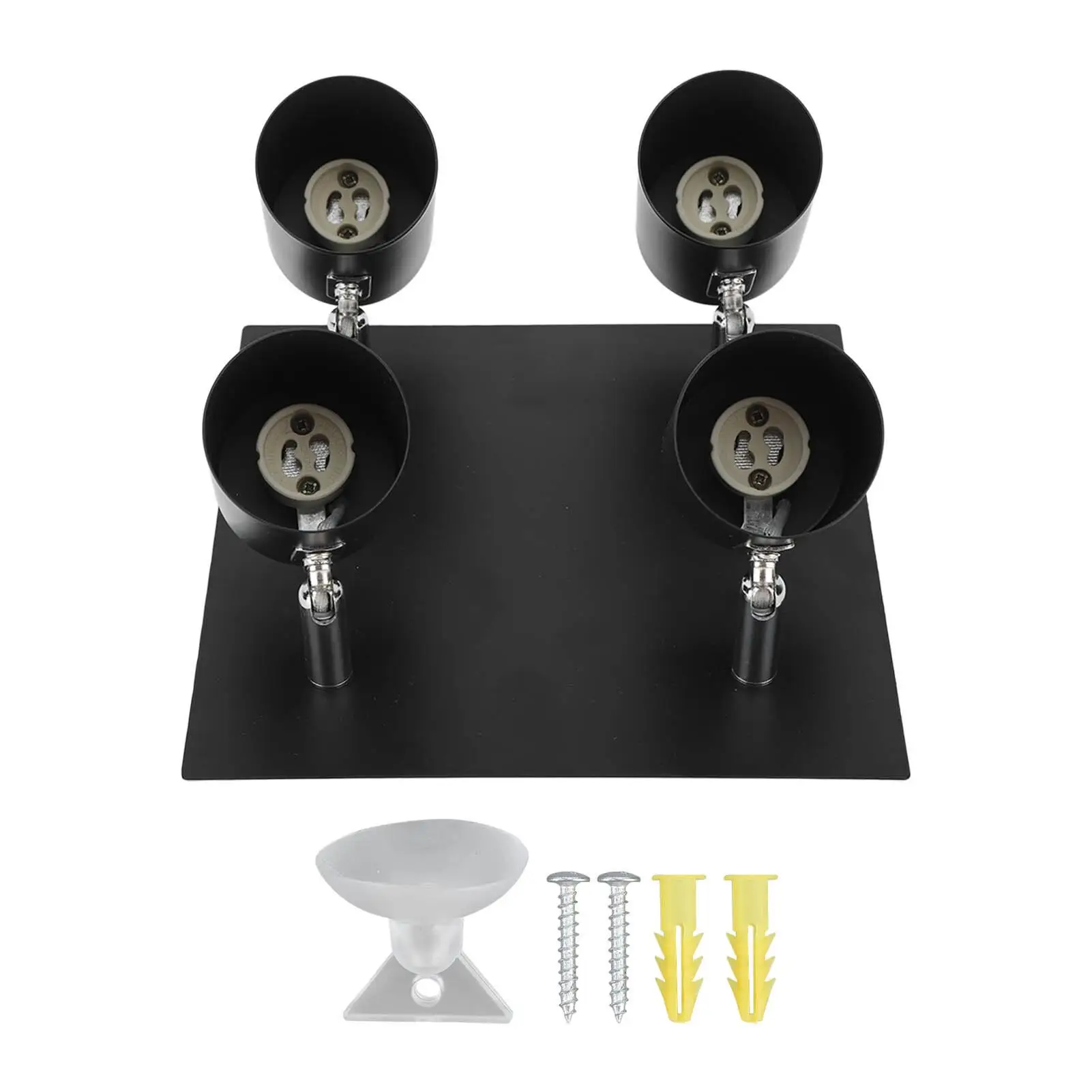 

Adjustable Matte Black Iron Track Lamp Holder Rust Proof Lighting Fixture for Hallway 4 Light Setup