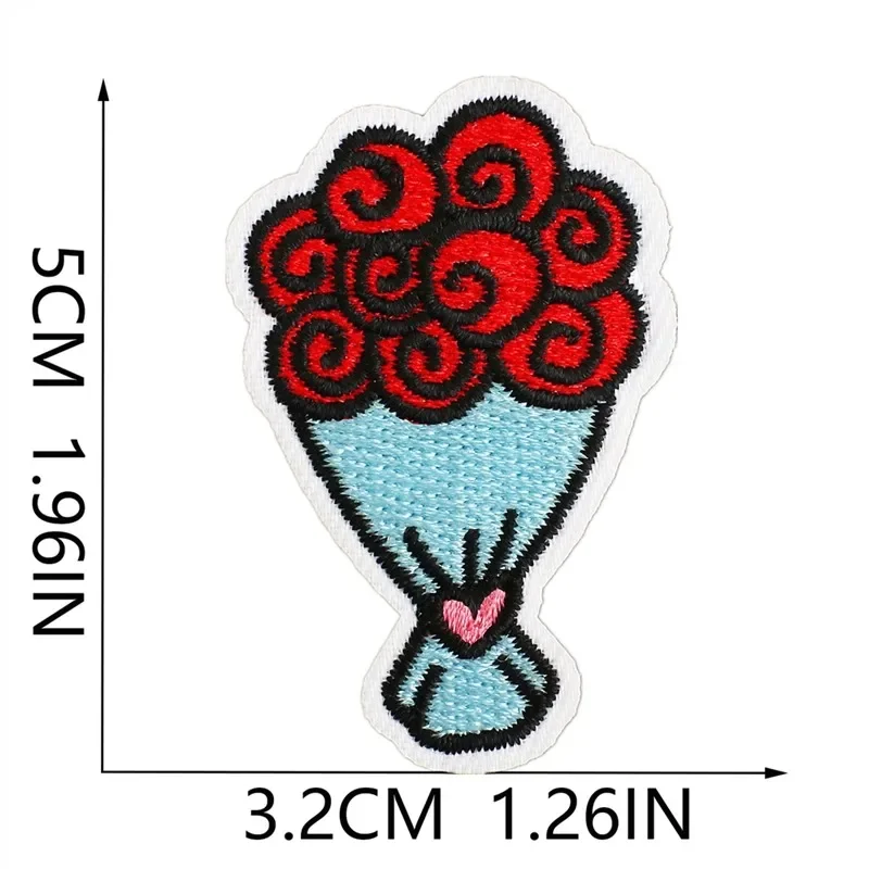 1Pcs Patch Stickers Iron On Patches for Clothing Sewing Valentine Lovers Embroidery Fusible Applique Badge Bag Decoration Stripe