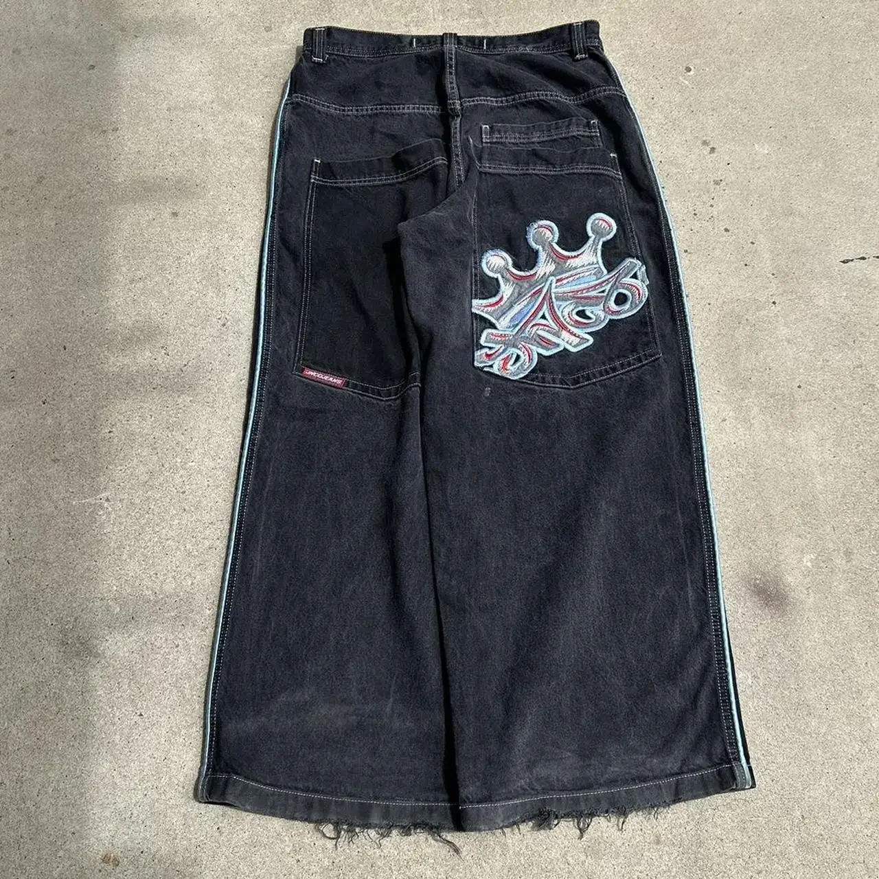 

JNCO Jeans Y2K New Hip Hop Retro Embroidery Baggy Jeans Womens Denim Pants Harajuku Gothic High Waist Wide Trouser Streetwear