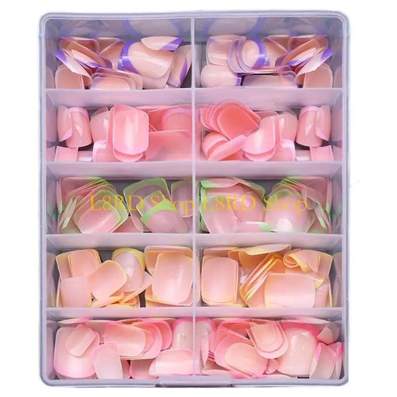 L8RD 240 Pcs/Box Press On Nails French Tips False Nails Full Cover on Nails