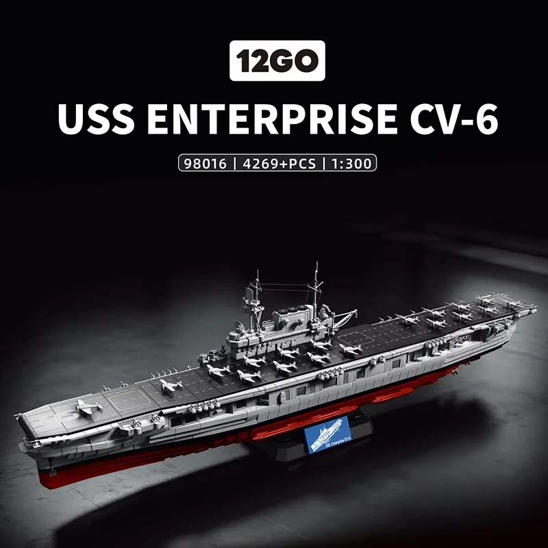 12go 1:300 Building Blocks New 98016 USS ENTERPRISE CV-6 Submarine Assembly Model Toy Desktop Ornament Hot Edition 4269pcs