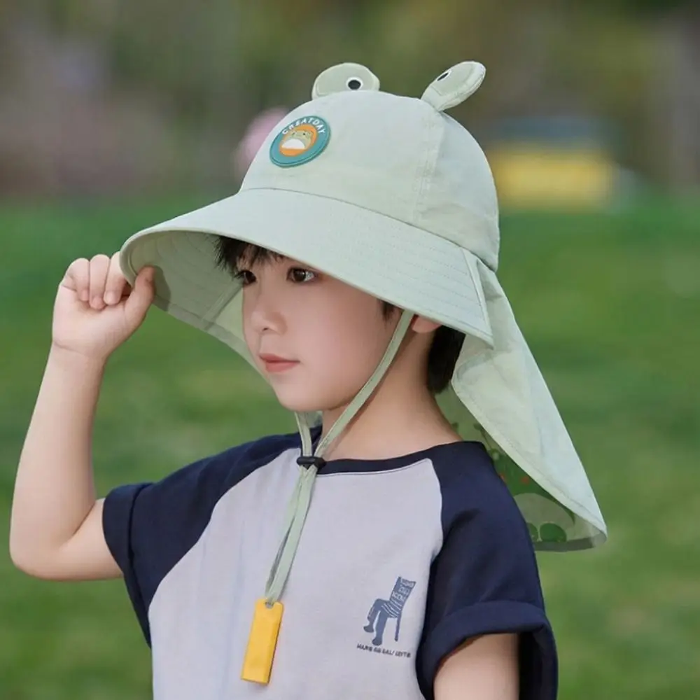 

Cute Big Brim Children's Sun Hat Whistle Extended Shawl Sunscreen Hat Thin UV Resistant Sunshade Hat Summer