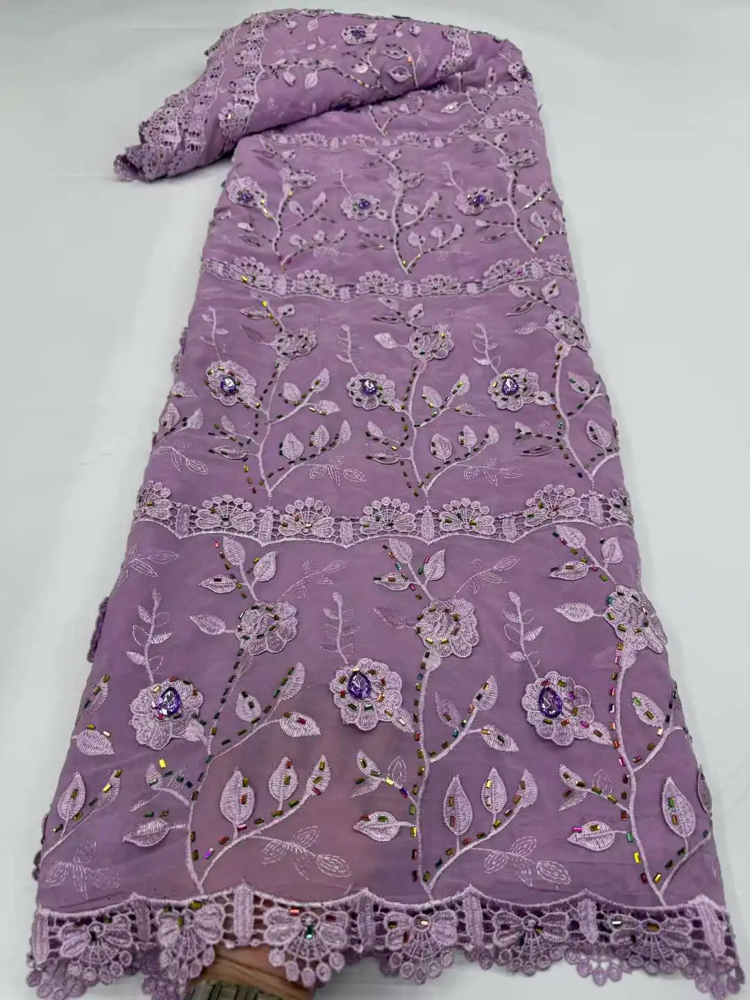 Nigerian Guipure Embroidered Lace, Korean Voile Fabric,Skin Friendly,African Mermaid Gown,Upscale Dubai Cheongsam, Bobtail Cloth