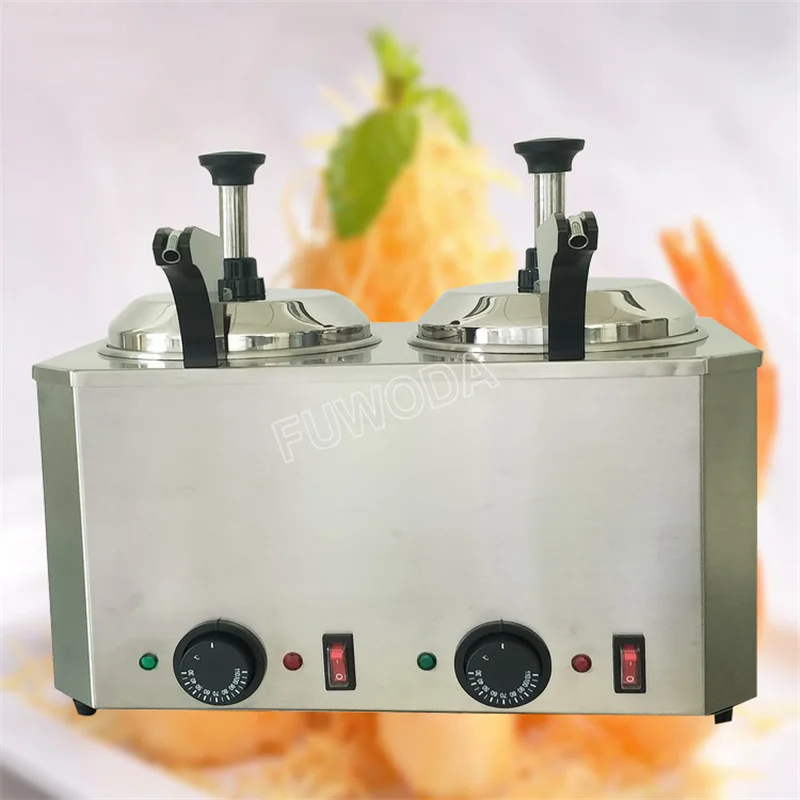 220V/110V 2 Cylinders Electric Sauce Chocolate Warmer Machine Heating Cheese Fruit Jam Warming Machine Dispenser Melter