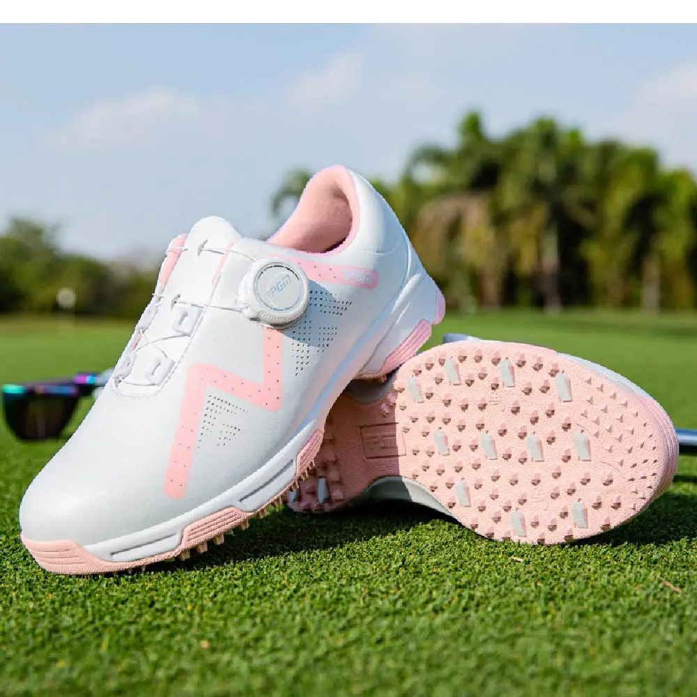 

PGM Children's Golf Shoes Teenage Sports Kids Waterproof Sneakers Quick Lacing Breathable Non-Slip High Elasticity EVA Midsole