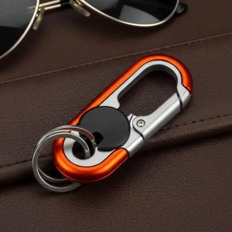 1 Stück Metall-Doppelring Anti-Verlust Schlüsselhalter Drehbarer Karabiner Schlüsselanhänger Schnellverschluss Schlüsselring Anhänger für Männer – Detail 8