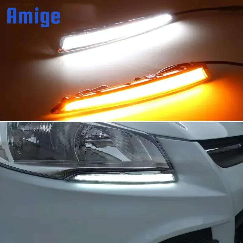 

LED Daytime Running Light For Ford Escape Kuga 2013 - 2015 Waterproof 12V Yellow Turn Signal Indicator Light Bumper Lamp LED DRL