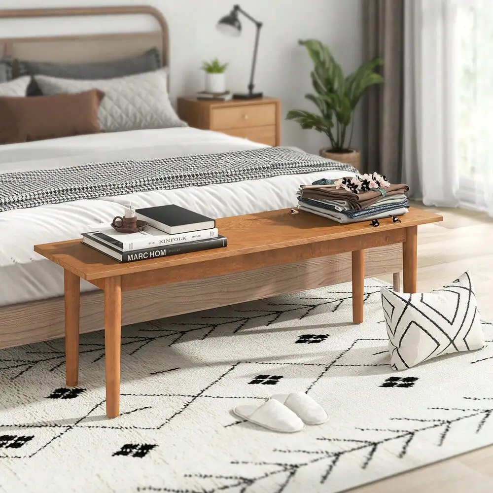 Banc de salle à manger en bois massif, 2 pièces, banc d'entrée avec pieds en bois d'hévéa pour chambre à coucher en chêne