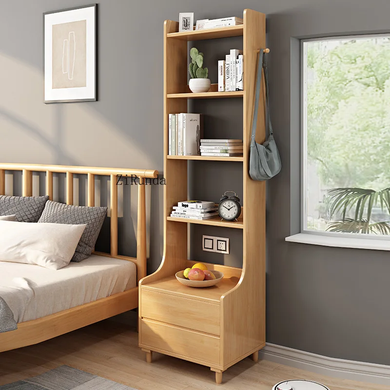 طاولة بجانب السرير حديثة مع رف كتب وخزانة غرفة النوم وطاولة بجانب السرير مرتفعة