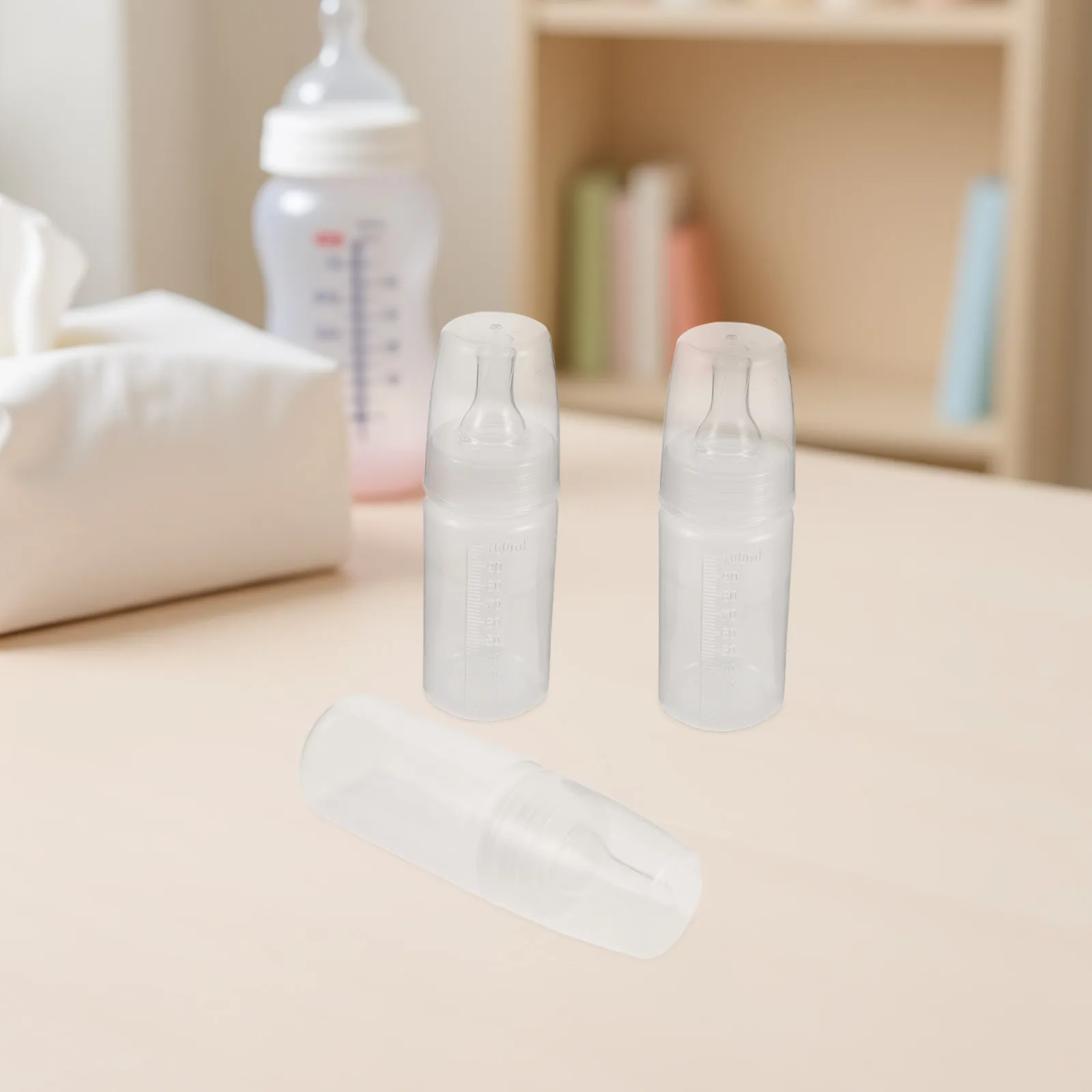 10pcs-disposable-baby-feeding-bottles-100ml-wide-mouth-newborn-milk-bottles-with-scale-portable-for-travel-hospital-use-nipple