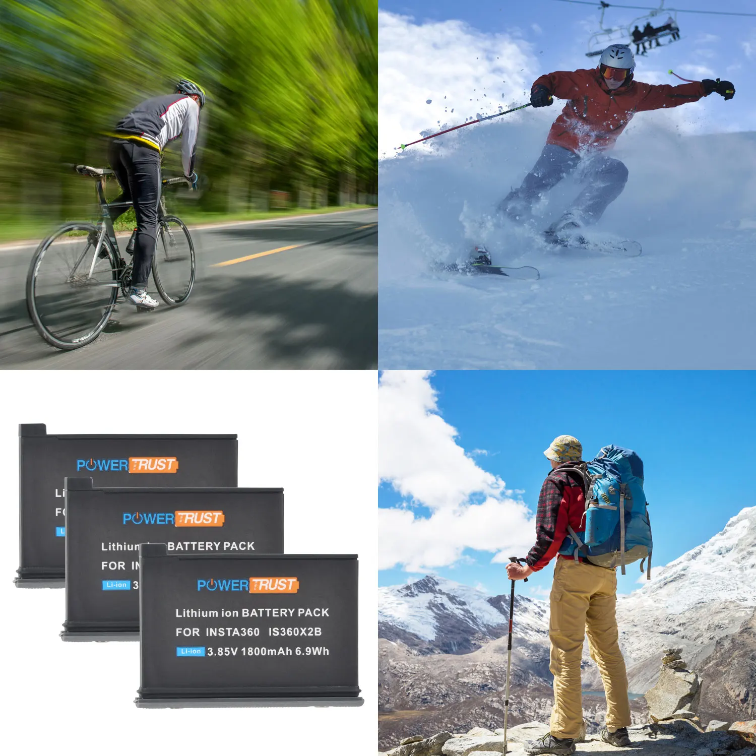 بطارية Akku قابلة لإعادة الشحن وشاحن USB ليد ثلاثي الفتحات لـ Insta360 ONE X2 ، Insta ONE 2 ، ملحقات كاميرا الحركة ،