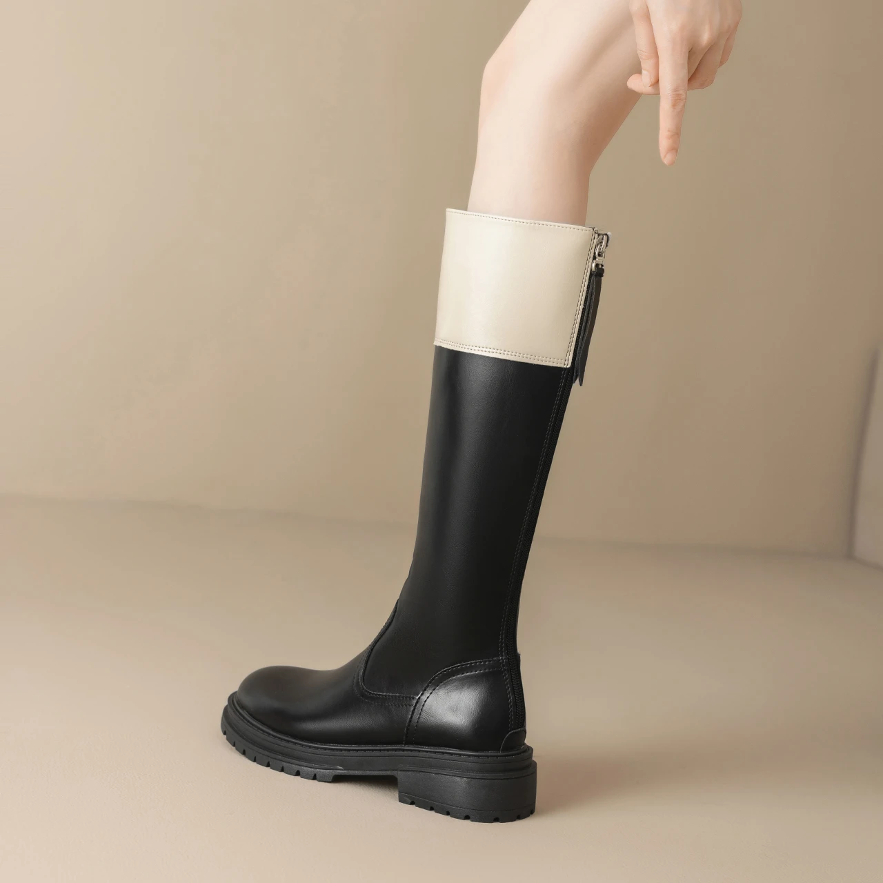 جديد الخريف أحذية رعاة البقر للنساء موضة الانزلاق على الأنابيب الأحذية الإناث ساحة عالية الكعب الشتاء طويل الماسورة فارس الأحذية النسائية #4