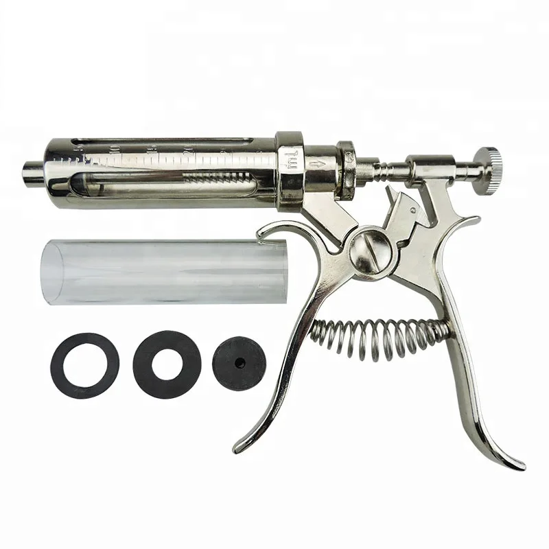 Veterinary Animal Continuous Injection Syringe Revolver 10/20/50ml Stainless Steel Automatic Vaccination Gun for Cow Pig Sheep