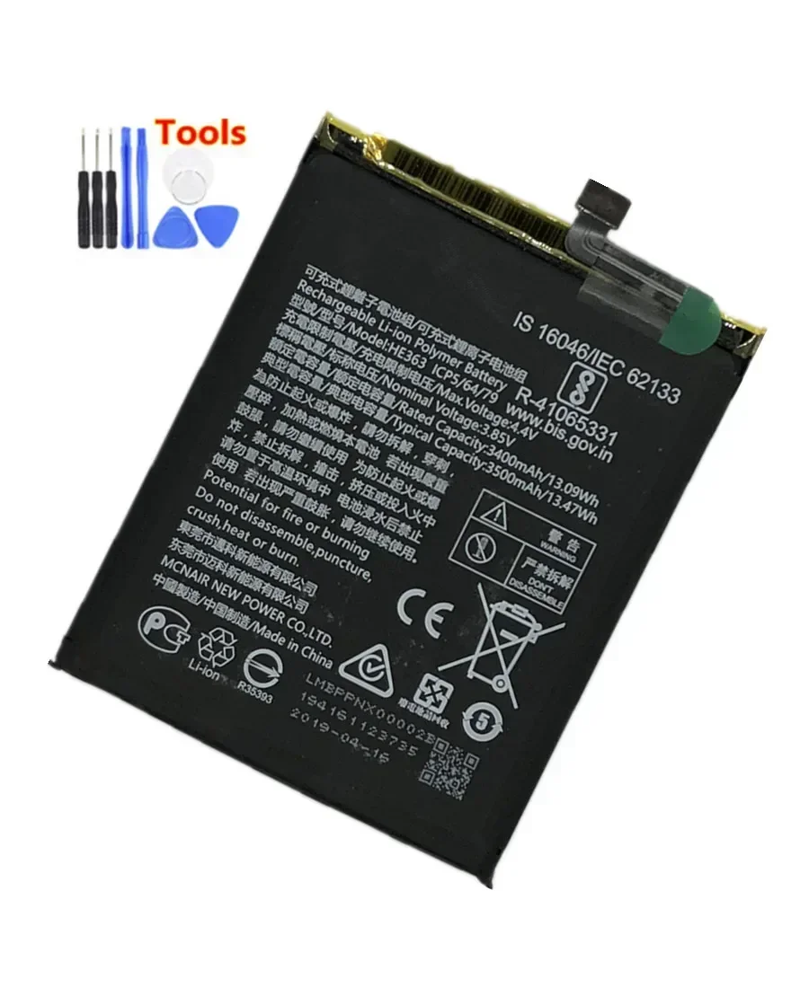 

Original HE363 3500mAh Battery For Nokia X7 TA-1131 TA-1119/Nokia 8.1 TA-1119 TA-1128 HE 363 Batteries Bateria + Free Tools