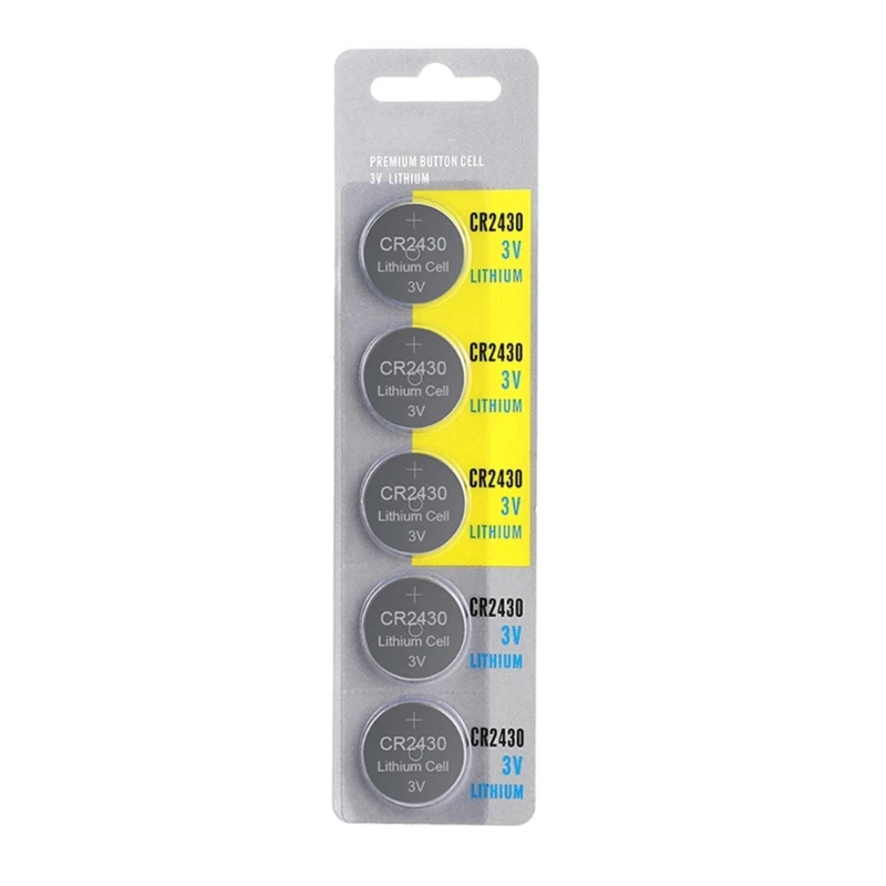 5Pieces CR2430 Battery 3V Lithium Coin Battery for Car Key Fob Car Remote Calculators LED Light Toy Thermometers