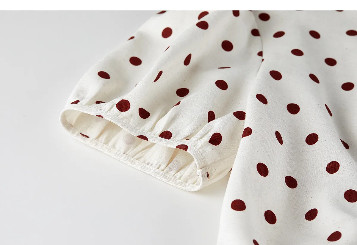 SENTUBILA Damenbluse 2026 Sommer Leinen Chiffon Polka Dot Rundhals Tailliertes Kurzarm-Oberteil 162VB7336 – Detail 20