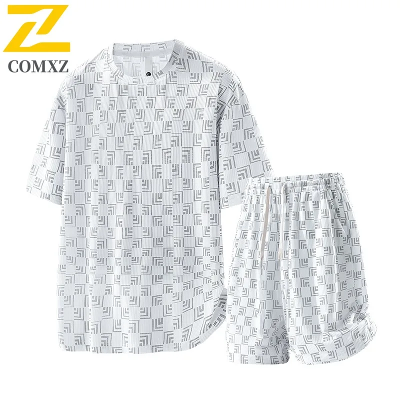 

COMXZ 2025 Summer Men Solid Color Refreshing Short Sleeve T-Shirt 3D Big Size Lightweight Breathable Quick Dry Cycling Hiking