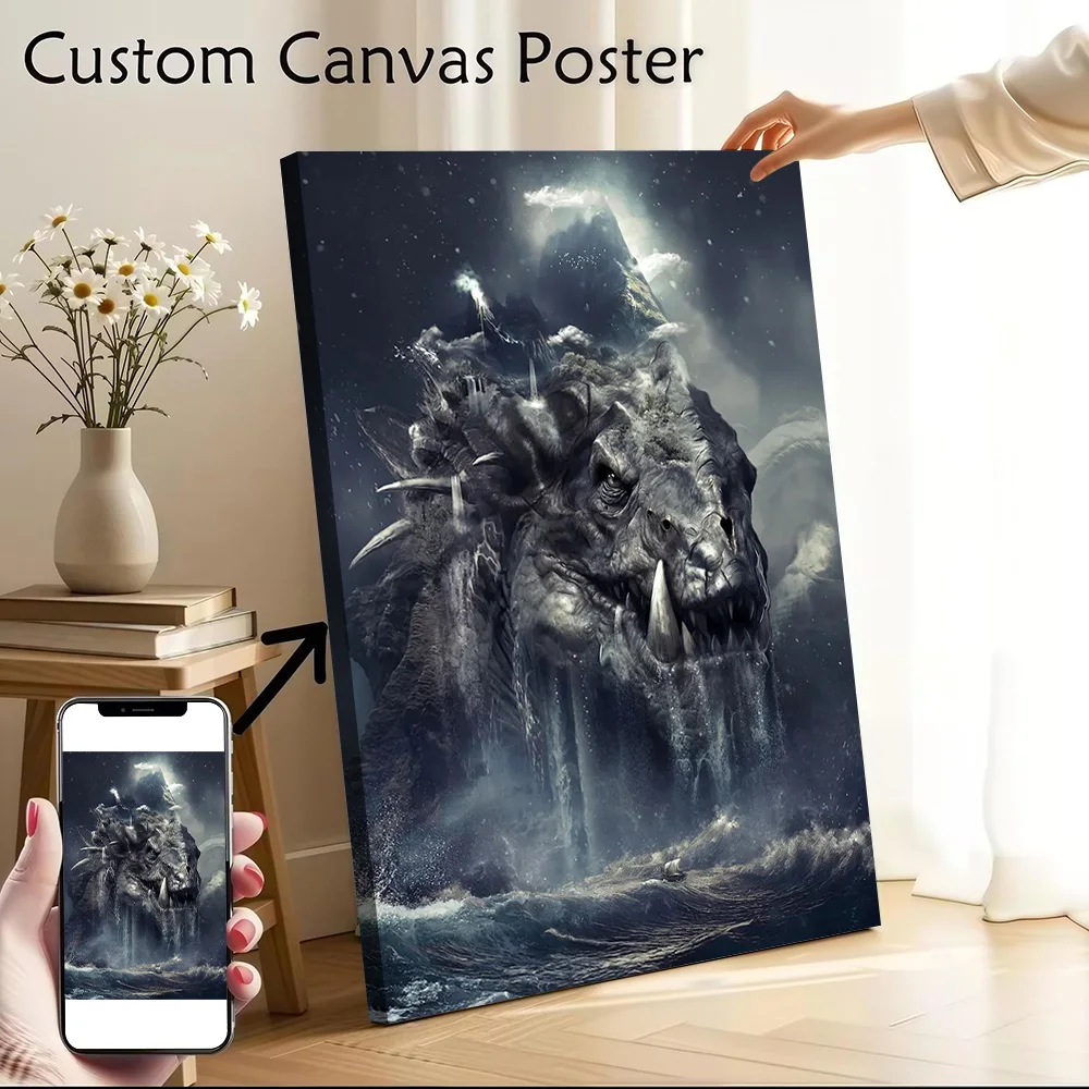 Jormungand Rising Canvas Poster Wall Art Customizable High Quality Printed Picture for Painting Bedroom Decoration Vintage Decor