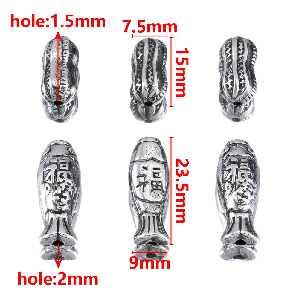 10pcs Plastic Beads In The Shape Of Fish And Peanuts For DIY Bracelet Bead Accessories Good Luck Symbolism Loose Bead Materials