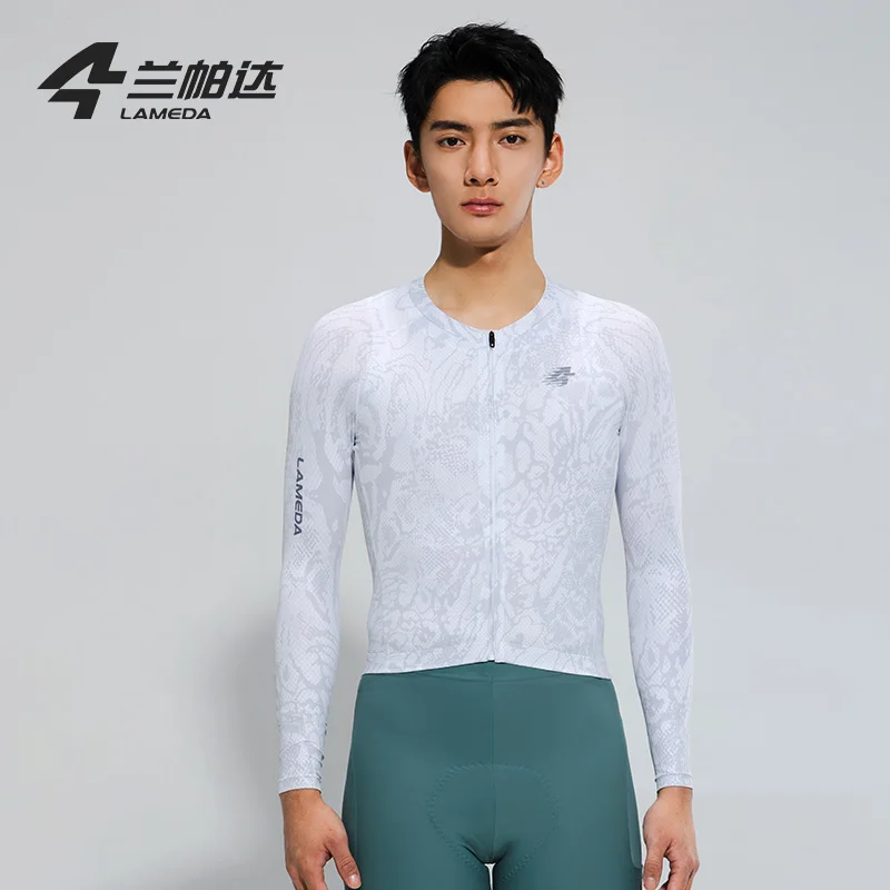 

LAMEDA Мужской весенний велосипедный трикотаж с длинными рукавами, устойчивый к ультрафиолетовому излучению, быстросохнущий спортивный топ с задним карманом для любителей велосипедов