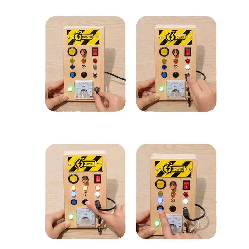A71Z Montessori Busy Board Sensory Wooden With LED Light Switch Control Board Travel Activities Children Games For Kids, Du