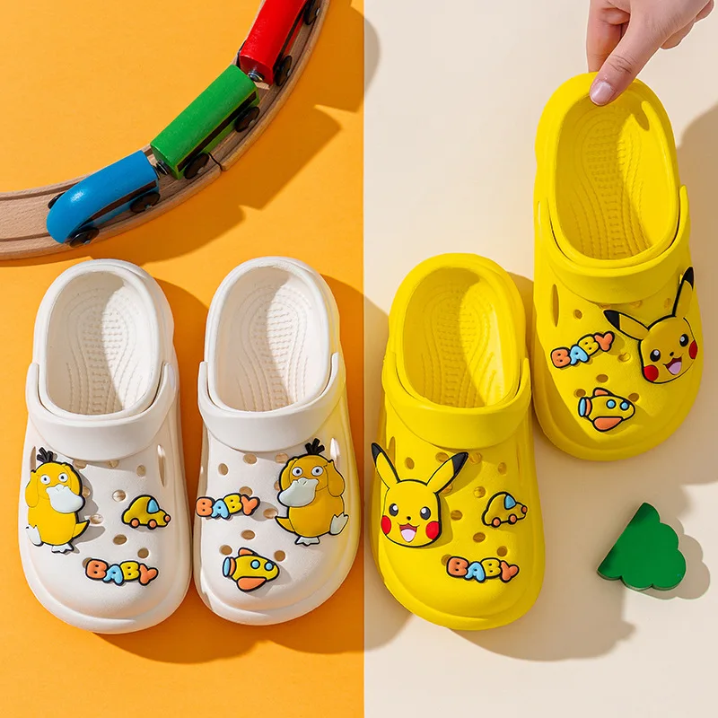 Pokemon Pikachu Hole Sandals Squirtle Charmander Slippers Sandals Anime Kawaii Home Beach Shoes Summer Slippers Kids Xmas Gift