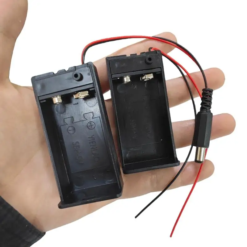 Black 9V Battery Box With Cover And ON/OFF Switch With Cable And DC Head Replacement 9V Battery Case DIY Accessories