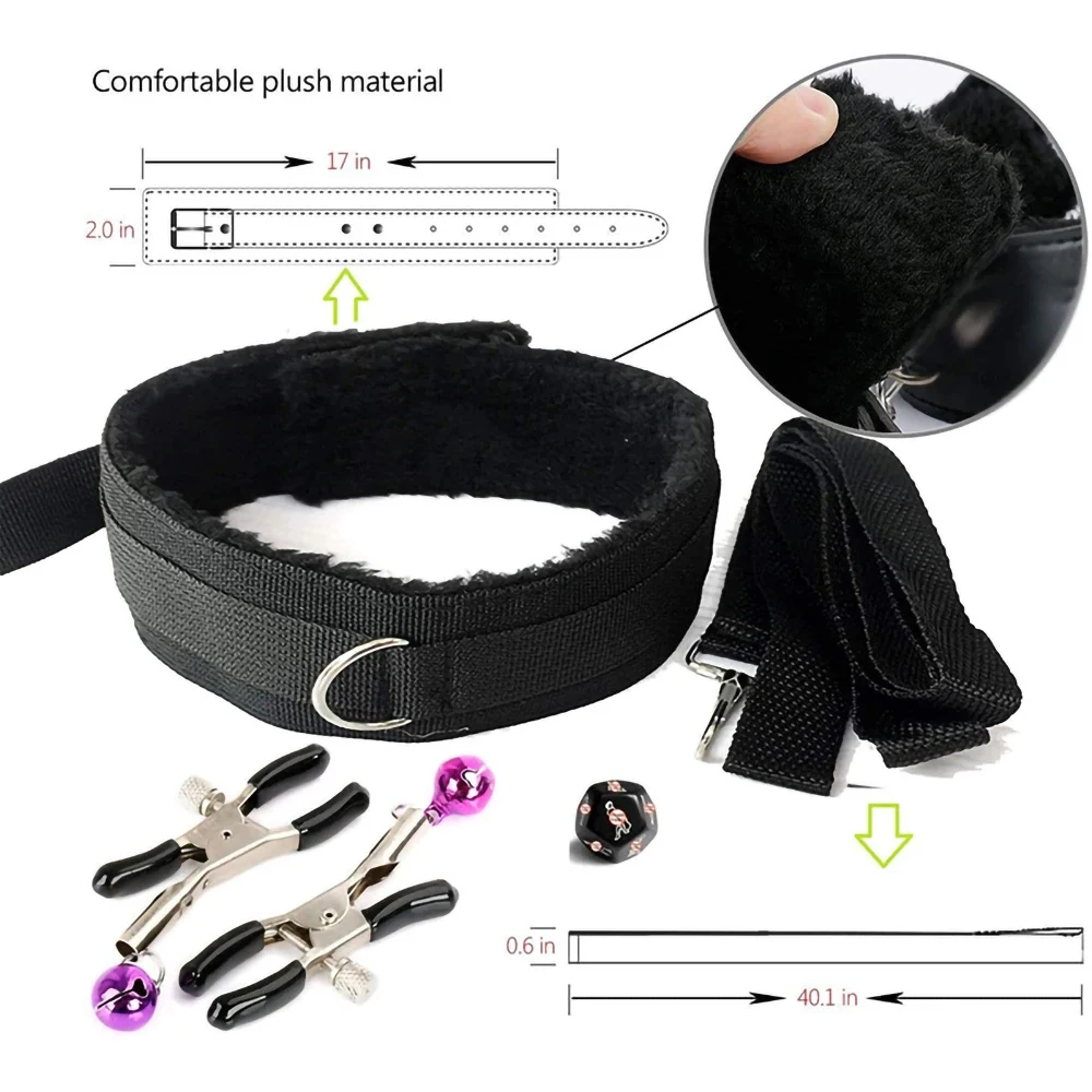 Sex Toy BDSM Kits Plush Bondage Set Handcuffs Sex Games Whip Gag Nipple Clamps Sex Toys for Couples Exotic Accessories +18 Slave