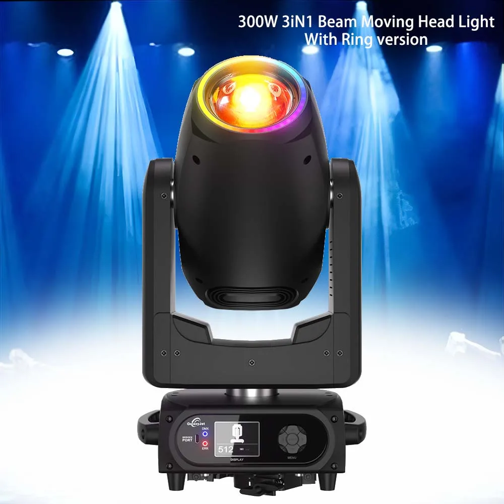 300W 3in1 Beam Spot Wash Moving Head Light DMX512 20/23CH Professional Stage Lighting for DJ Disco Club Bar Show Wedding Party