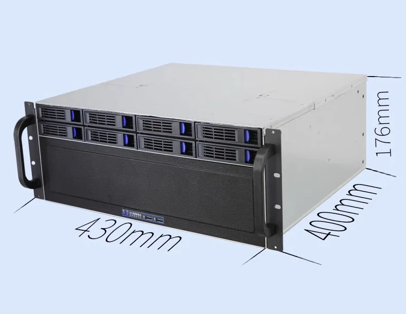 4U-R4408 8-Bay Hot Swap Server Case, 400mm Ultra Short Chassis, Supports EATX Mainboard, Storage Surveillance Use