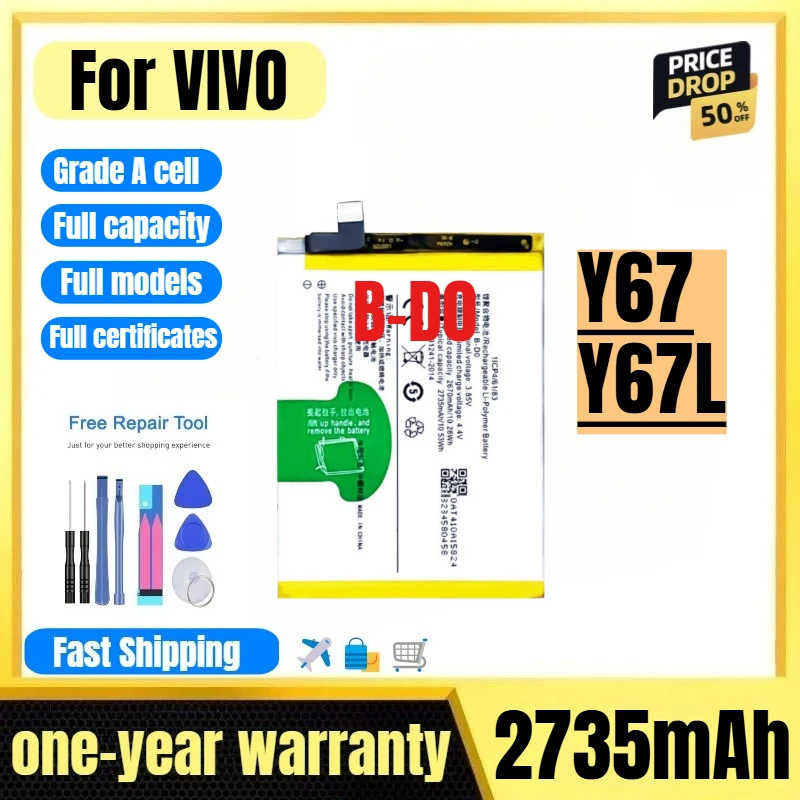 

B-D0 for VIVO Y67/Y67L Mobile Phone Battery 0 Cycle High Quality High Capacity Replacement Bateria Grade A Cell with Tools